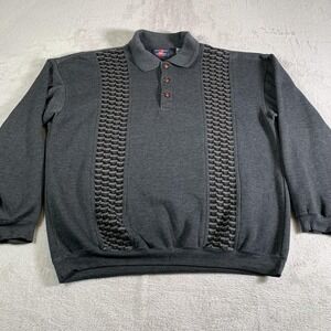Safe Harbor Sweater Mens Large Gray Knit Polo Long‎ Sleeve Pullover Casual Shirt
